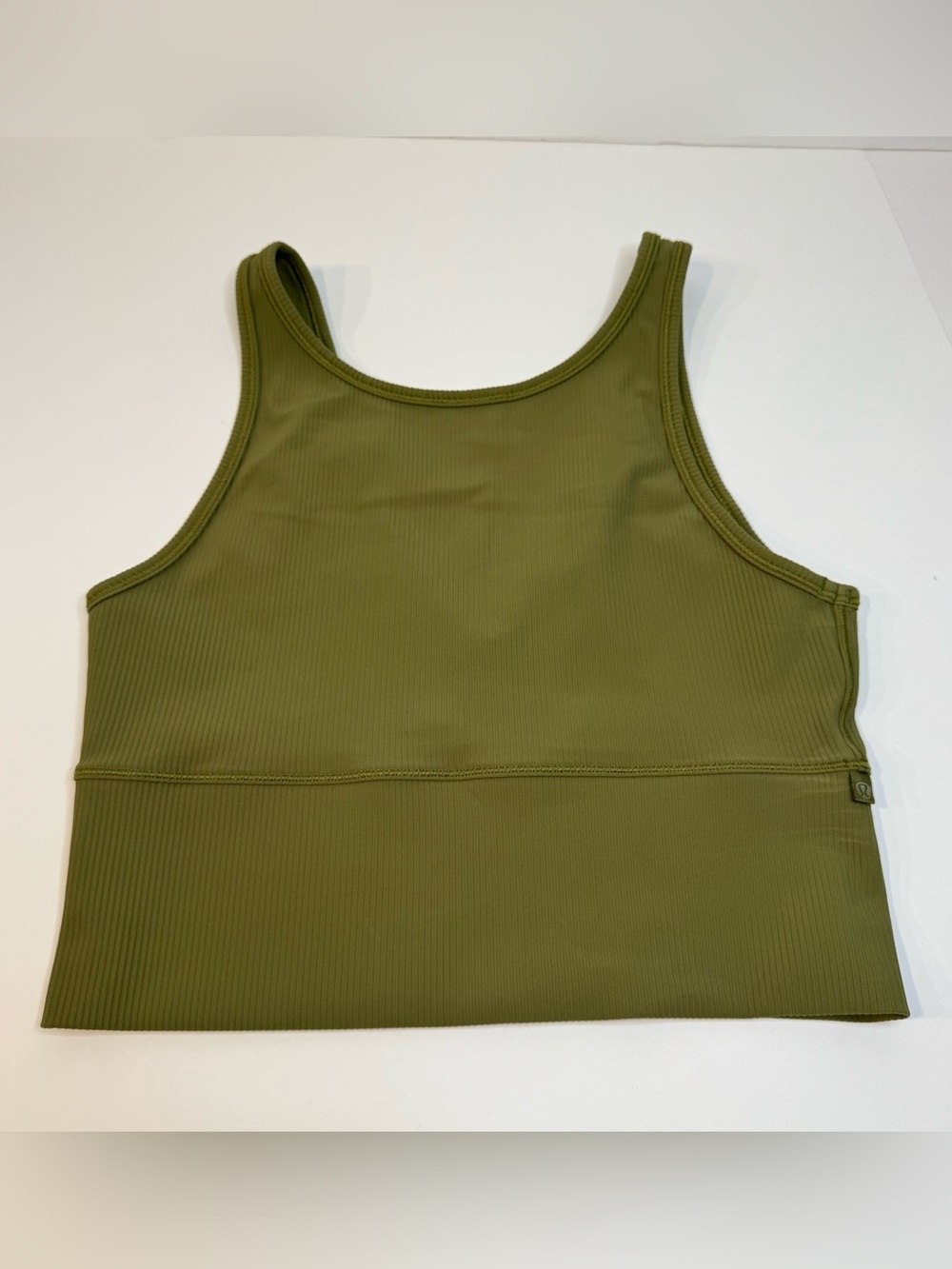 Lululemon Power Pivot Ribbed Tank Top in Bronze Green